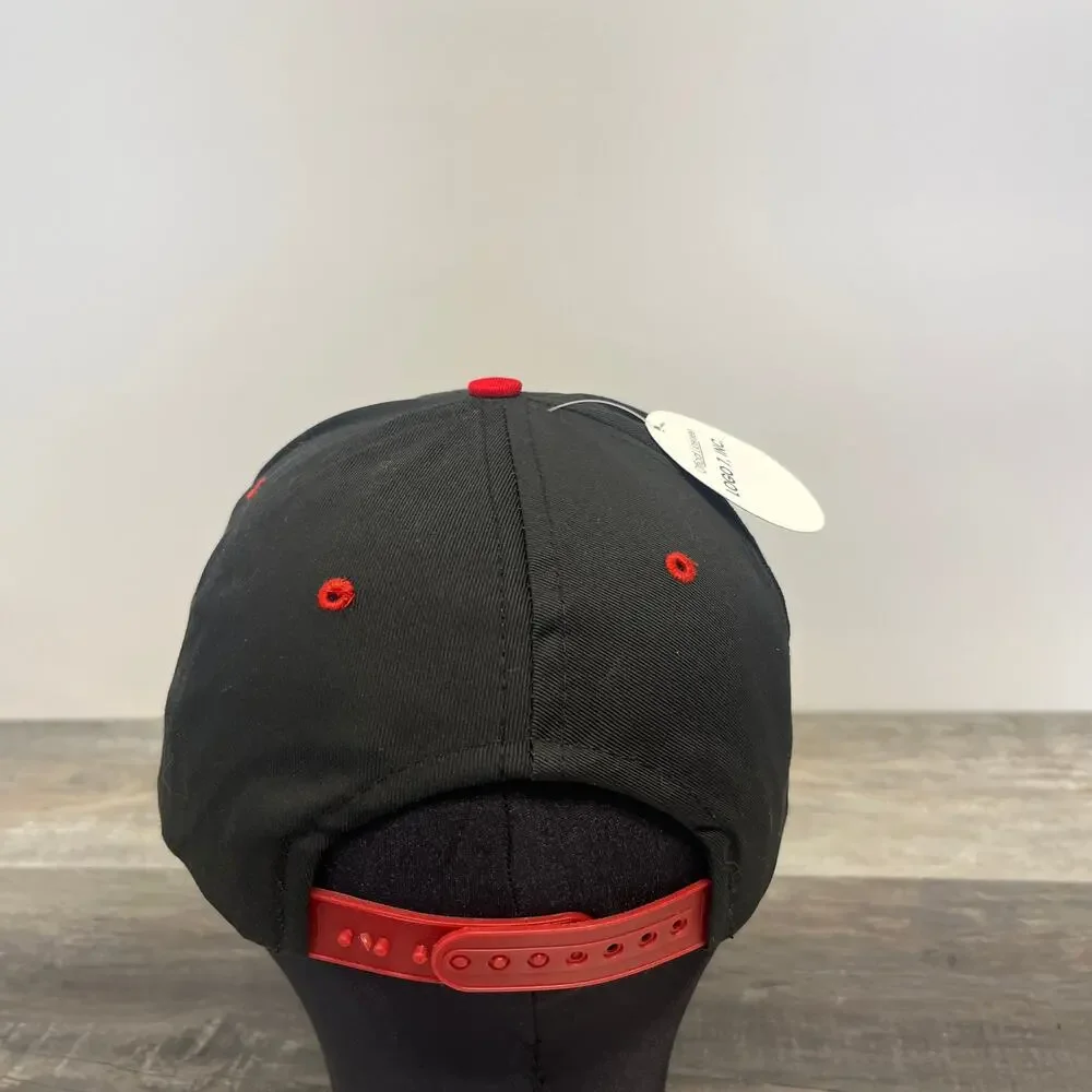 Vintage 90s Competitor Chicago Blackhawks Black Red Fits All NHL Hockey‎ Hat Cap